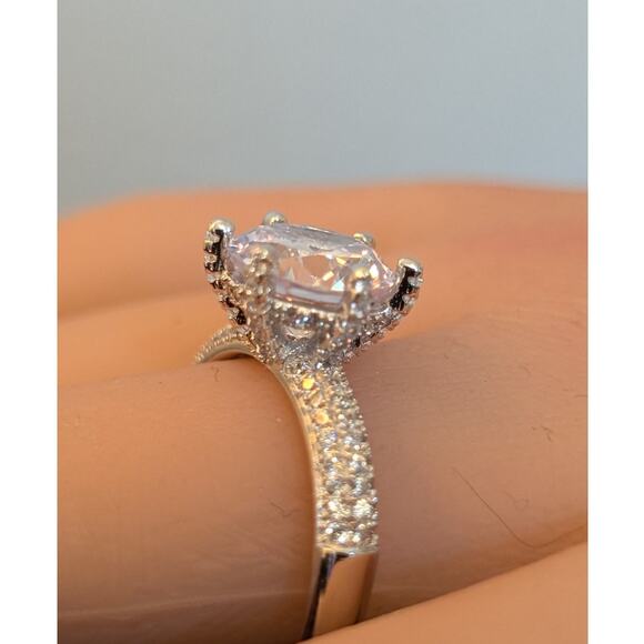 6 Prong Round Cut CZ Engagement Ring in 925 Sterling Silver Size 11 - Picture 2 of 8